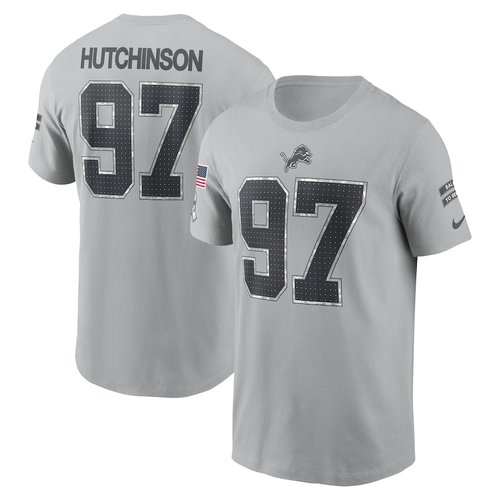 Aidan Hutchinson Detroit Lions Nike 2024 Salute to Service Name and Number T-Shirt - Gray