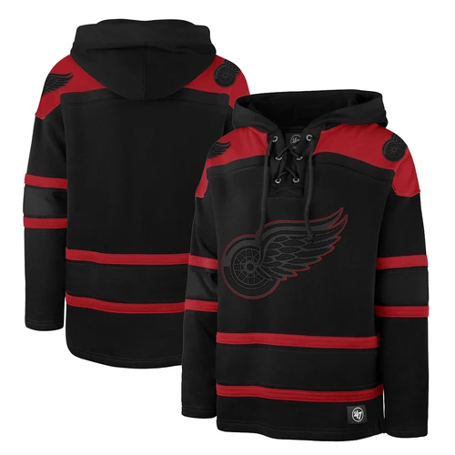 Detroit Red Wings ’47 Superior Lacer Pullover Hoodie - Black/Red