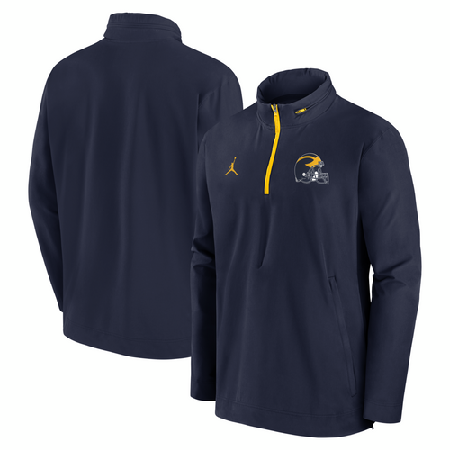 Michigan Wolverines Jordan Brand 2024 Sideline Coaches Quarter-Zip Jacket - Navy