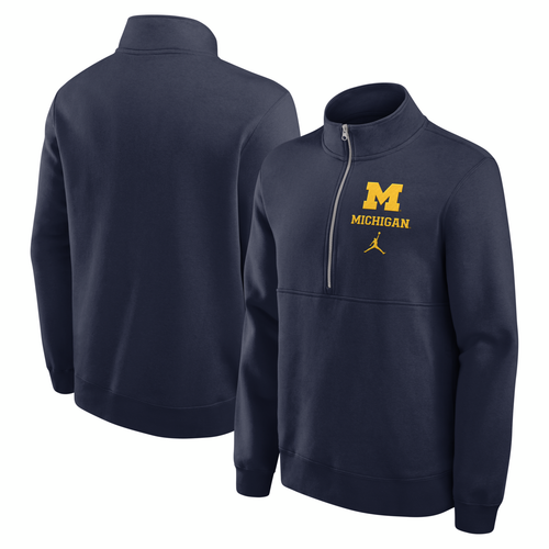 Michigan Wolverines Jordan Brand Primetime Club Half-Zip Sweatshirt - Navy