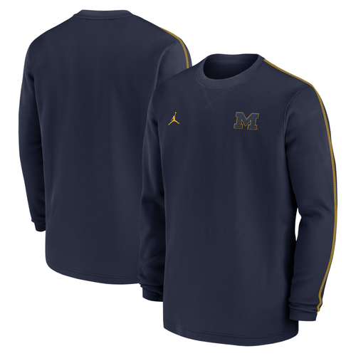 Michigan Wolverines Jordan Brand 2024 Sideline Coaches Long Sleeve Top - Navy