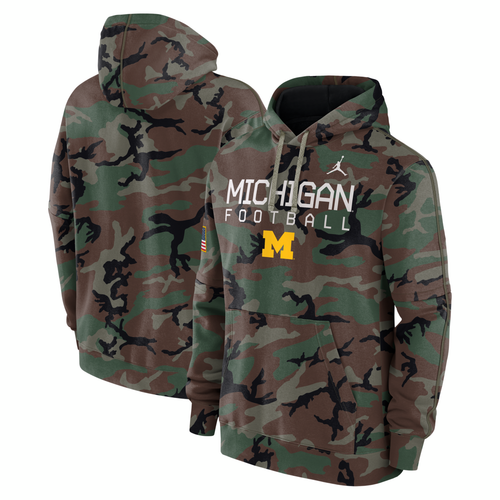 Jordan Brand Michigan Wolverines 2024 Military Appreciation Club Fleece Pullover Hoodie - Camo