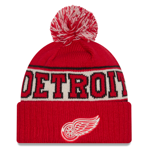 Detroit Red Wings New Era Cuffed Knit Hat with Pom - Red