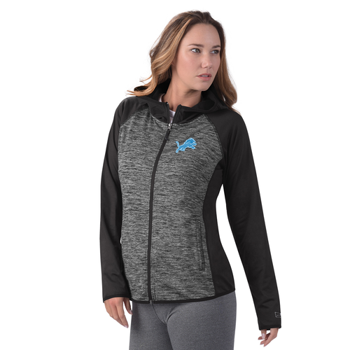Detroit Lions MSX by Michael Strahan Women's Performance Raglan Space Dye Full-Zip Hoodie - Black