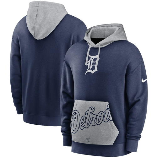 Nike Detroit Tigers Midnight Navy Crop Pocket Heritage Pullover Hoodie