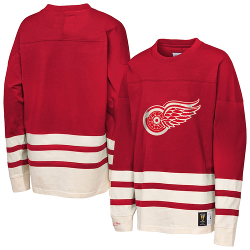 Detroit Red Wings Mitchell & Ness Youth Chainstitch Long Sleeve T-Shirt - Red