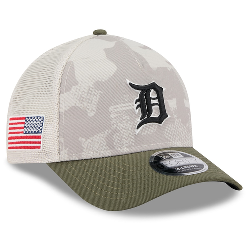 Detroit Tigers New Era Youth 2025 Armed Forces 9FORTY M-Crown Adjustable Hat - Stone 