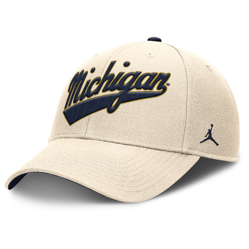 Michigan Wolverines Jordan Brand Adjustable SwooshFlex Hat - Natural
