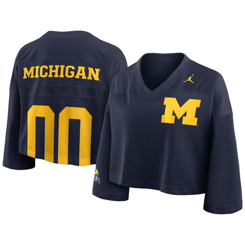 Michigan Wolverines Jordan Brand Women's Cropped Jersey - Navy