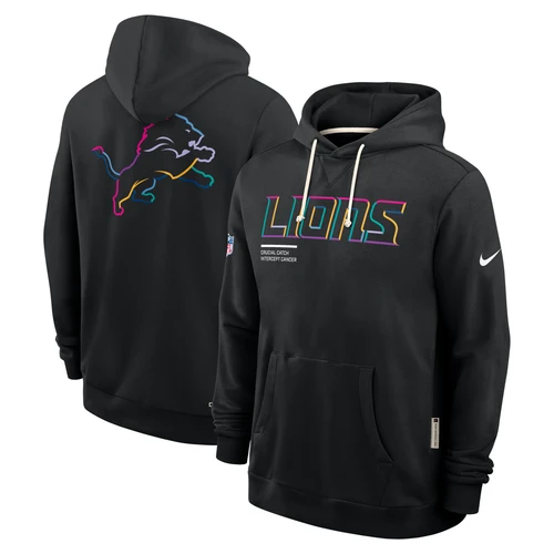 Detroit Lions Nike 2025 NFL Crucial Catch Sideline Standard Issue Dri-FIT Hoodie - Black