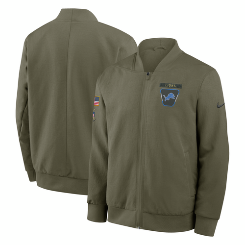 Detroit Lions Nike 2025 Salute to Service Full-Zip Bomber Jacket - Olivev