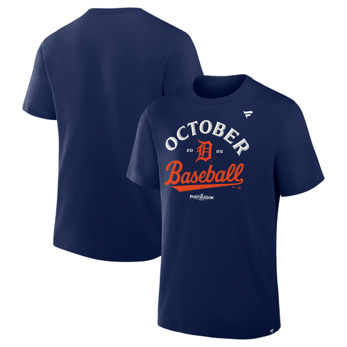 Detroit Tigers Fanatics 2025 Postseason Locker Room T-Shirt - Navy
