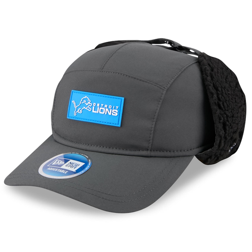 Detroit Lions New Era 2025 Sideline Cold Weather Runner Dog Ear Hat - Charcoal