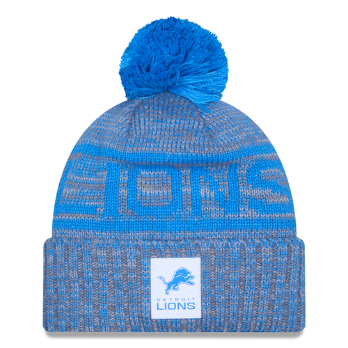 Detroit Lions New Era 2025 Sideline Cold Weather Cuffed Knit Hat with Pom - Gray