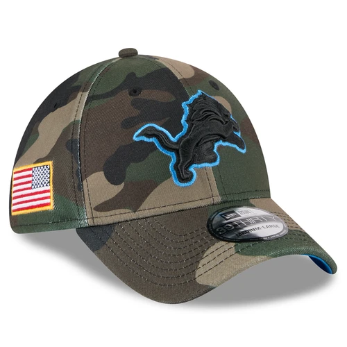 Detroit Lions New Era 2025 Salute to Service 39THIRTY Flex Hat - Woodland Camo