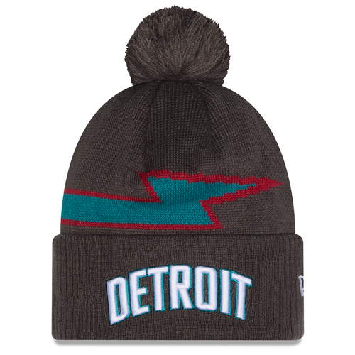 Detroit Pistons New Era 2025-26 City Edition Cuffed Knit Hat w/ Pom - Charcoal
