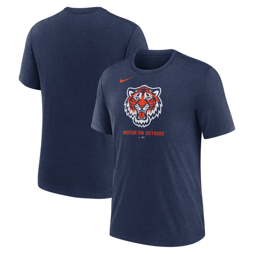 Detroit Tigers Nike Alternate Logo Tri-Blend T-Shirt - Heather Navy