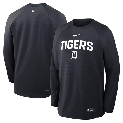 Detroit Tigers Nike 2026 Authentic Collection Game Time Raglan Dri-FIT Long Sleeve T-Shirt - Navy