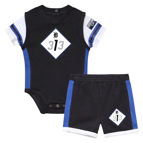Detroit Tigers Outerstuff Newborn City Connect Night Crawl Bodysuit & Shorts Set - Navy