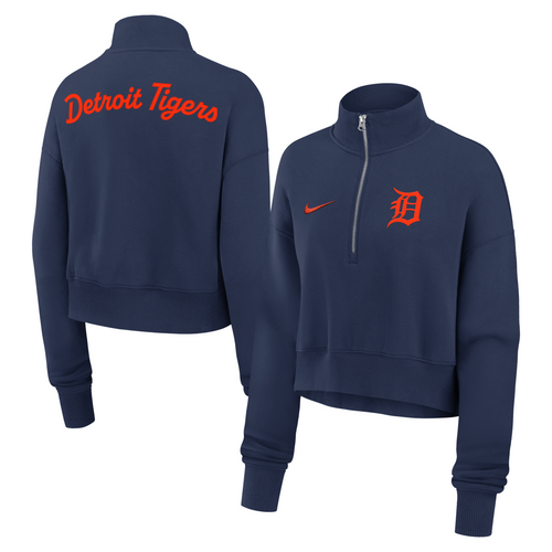 Detroit Tigers Nike Women's Primetime Phoenix Fleece Half-Zip Sweatshirt - Navy