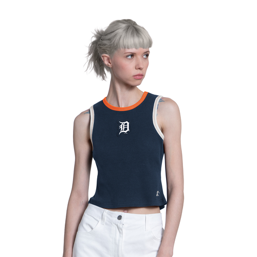 Detroit Tigers Starter Women's Play The Ball Cropped Tank Top - Navy