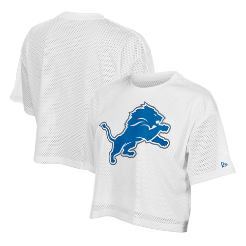 Detroit Lions New Era Women's Summer Mesh Cropped T-Shirt - White