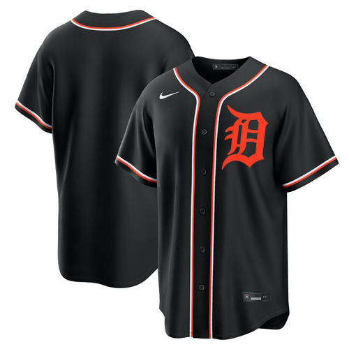 Detroit Tigers Nike Carbon Replica Jersey - Black