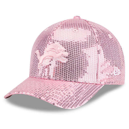 Detroit Lions New Era Women's Sequin M-Crown 9FORTY Adjustable Hat - Pink