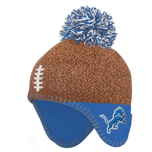Detroit Lions Outerstuff Infant Football Head Knit Hat - Brown/Blue