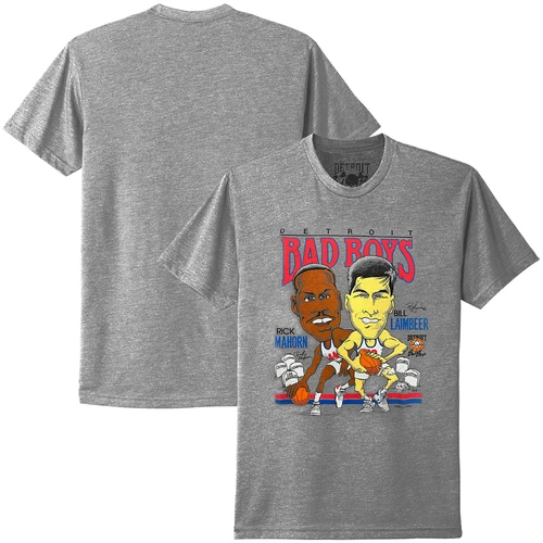 Rick Mahorn & Bill Laimbeer Detroit Bad Boys Caricature T-Shirt - Heather Gray