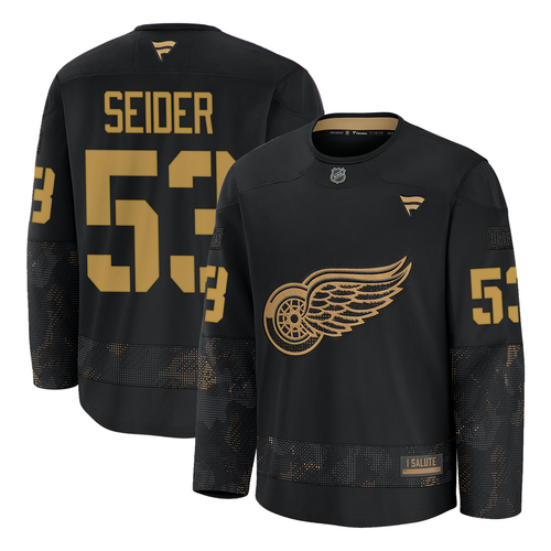 Moritz Seider Detroit Red Wings Fanatics Military Appreciation Practice Jersey - Black