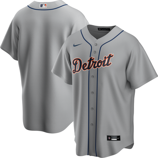 Nike Detroit Tigers Youth Grey Road Blank Replica Jersey, Grey, 100% POLYESTER, Size L, Rally House