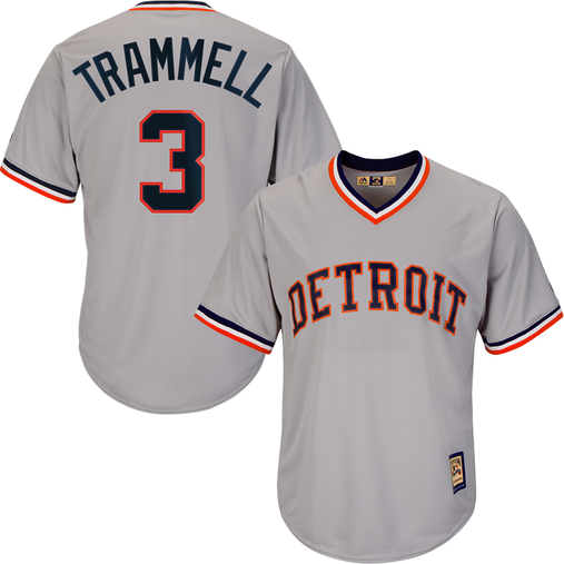 Majestic Detroit Tigers Road Gray Alan Trammell Cooperstown 1984 Cool Base  Replica Jersey