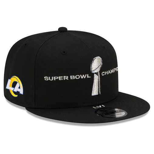 Adult New Era Los Angeles Rams Super Bowl LVI Champions Locker Room 9FORTY Hat, Black