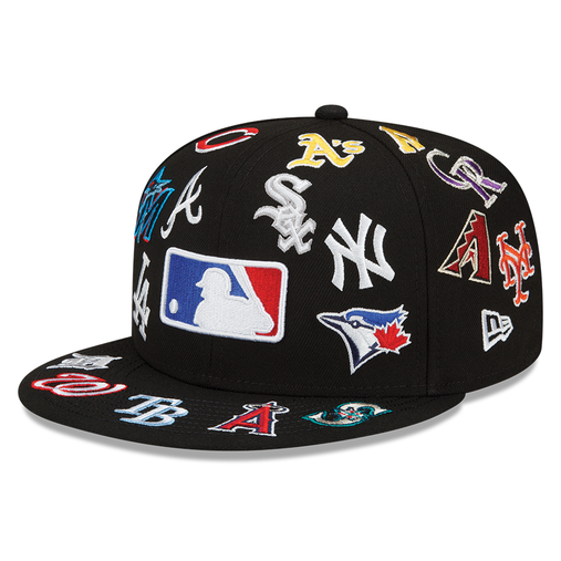 MLB Collage (All Team Logos) New Era 59FIFTY Fitted Grey Baseball Hat 7 5/8