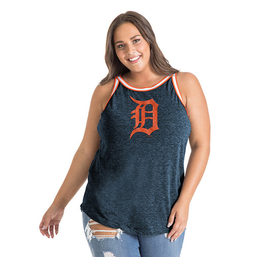 Detroit Tigers Women's Plus Size Racerback Tank Top - Navy