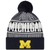 Michigan Wolverines New Era Youth Striped Cuff Knit Hat with Pom - Navy