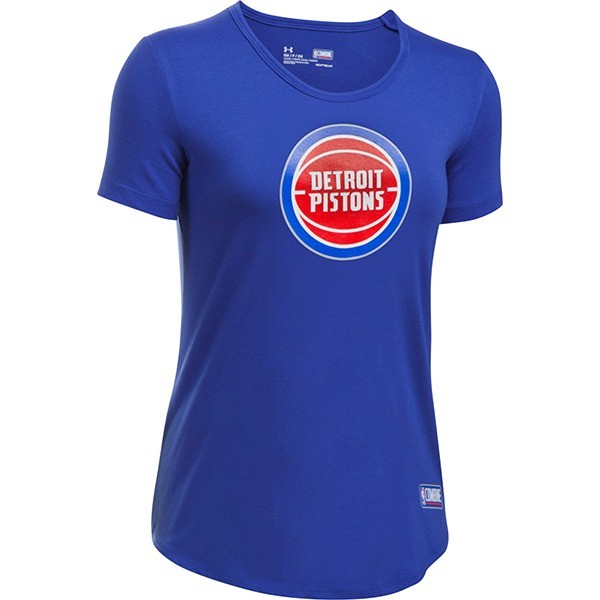 Under Armour Detroit Pistons Women's Royal NBA Combine Authentic Primary Logo Short Sleeve T-Shirt