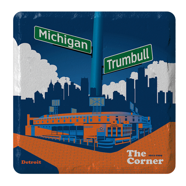 The Corner Michigan & Trumbull Stone Tile Coaster