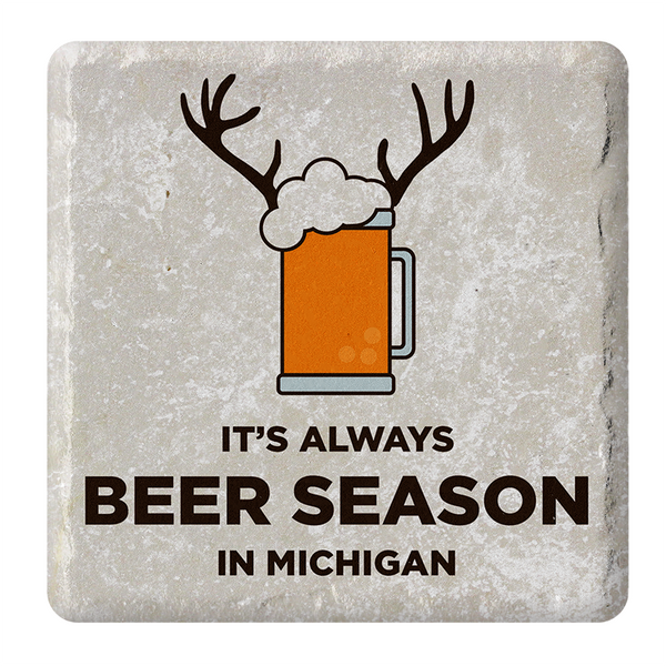 It’s Always Beer Season In Michigan Stone Tile Coaster