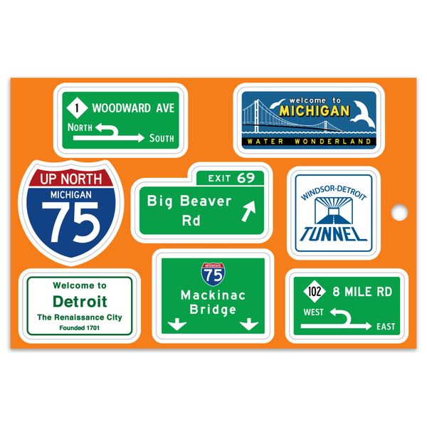 MI Culture Michigan Interstate Signs Decal Sheet