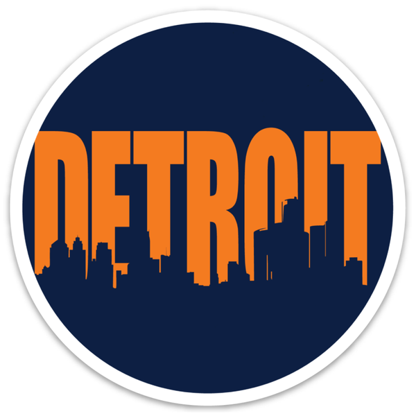 MI Culture Navy w/ Orange Detroit Skyline Vinyl Decal