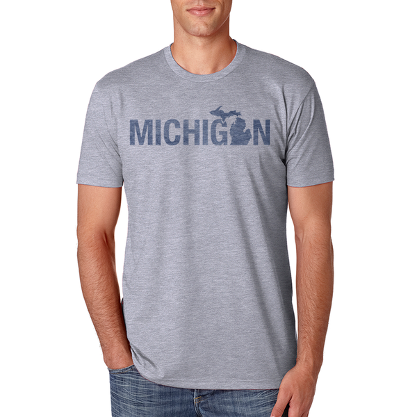MI Culture Dark Gray Heather Painted Michigan Short Sleeve T-Shirt