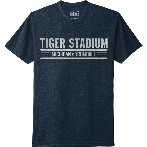 Tiger Stadium Michigan & Trumbull Motor City Bad Boys T-Shirt - Navy