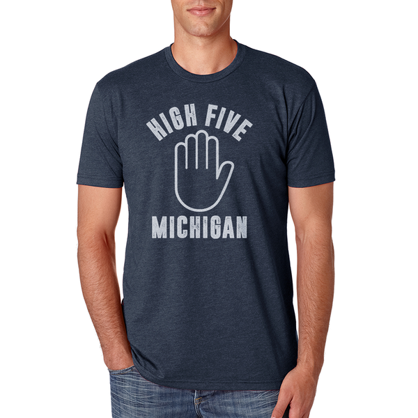 High Five Michigan MI Culture T-Shirt - Navy