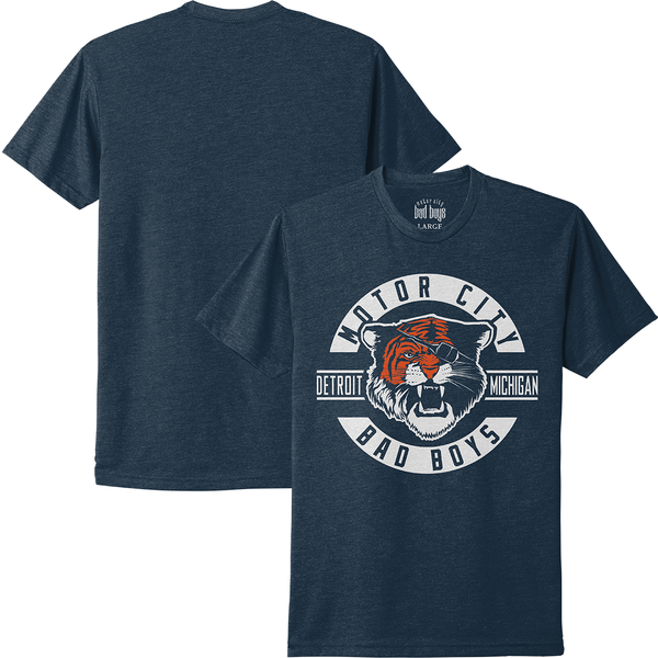 Detroit Michigan Tiger Motor City Bad Boys T-Shirt - Navy