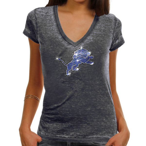 Touch Detroit Lions Women's Black Fade Route V-Neck T-Shirt - By Alyssa Milano