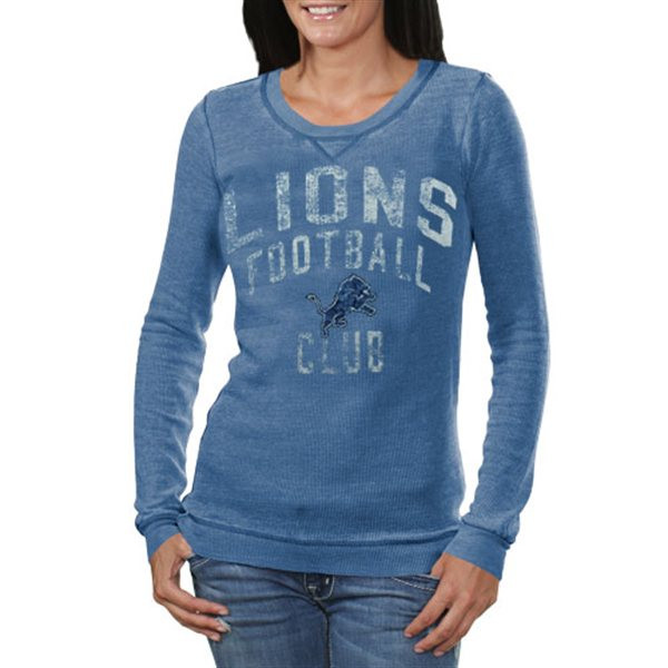 Touch Detroit Lions Women's Blue Redzone Long Sleeve Thermal T-Shirt - By Alyssa Milano