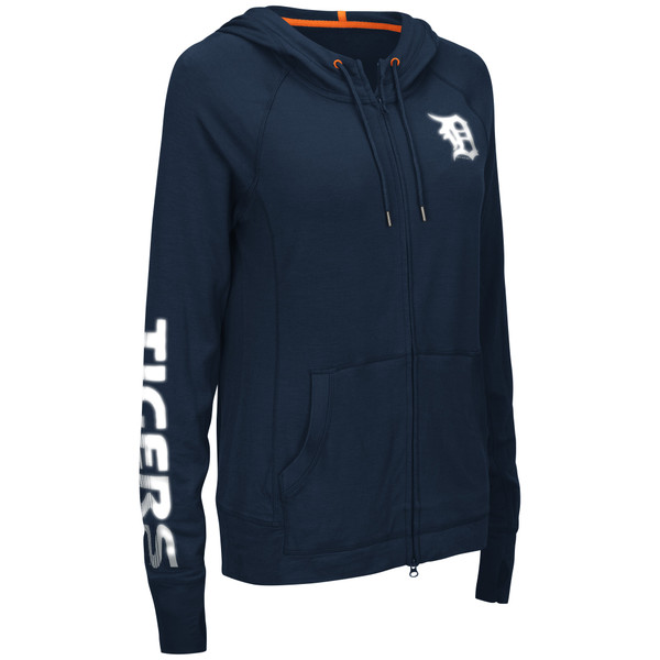 Detroit Tigers New Era Women's French Terry Full-Zip Hoodie - Gray/Navy