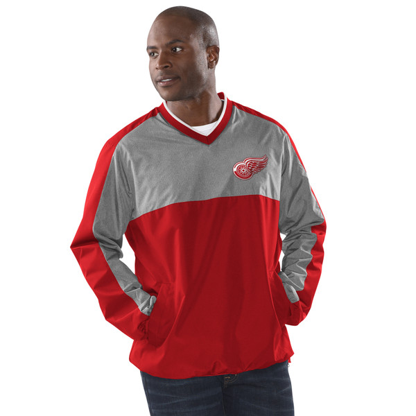 G-III Detroit Red Wings Red Clutch Hitter V-Neck Pullover Jacket